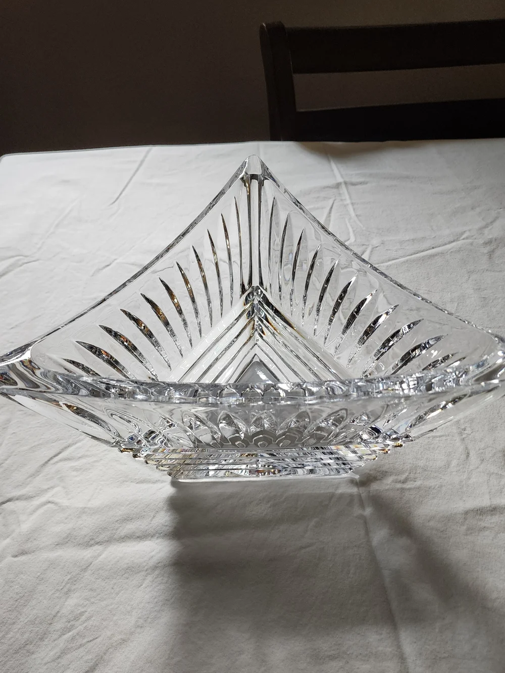 VTG Mikasa Twilight Crystal Triangular Bowl 11.5” Candy Dish Centerpiece